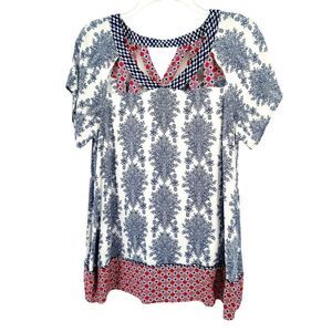 Tru Luxe Jeans Brand Red, White & Blue Top - Medium